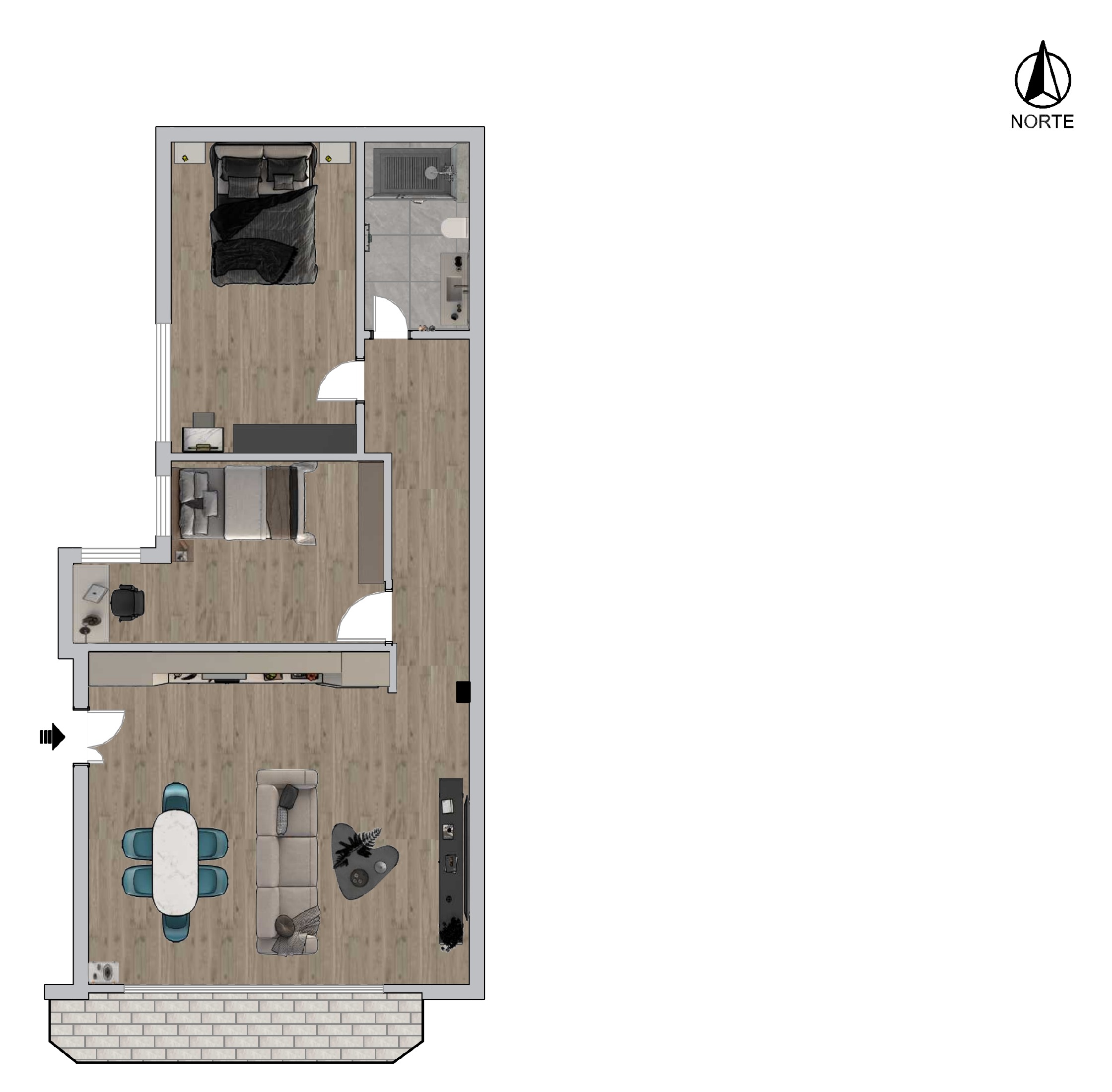 Plano 2D de la vivienda 2ºB